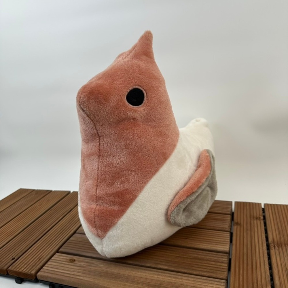 Cute Red Sparrow Bird Plush Toy Stuffed Animal Kawaii Coral White Gray Kids Gift - Picture 1 of 5